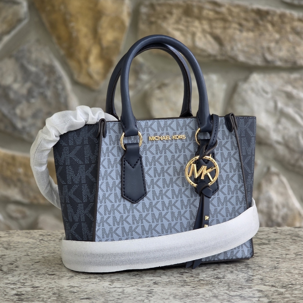 Michael Kors Kris Logo Small Blue Satchel